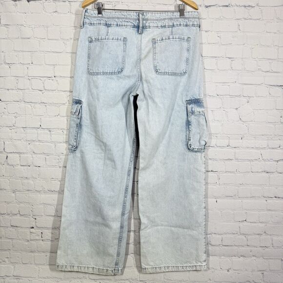 Aeropostale Jeans Women Size 10 R Cargo Light Blue Wide Leg Baggy Loose Skater - Picture 3 of 13
